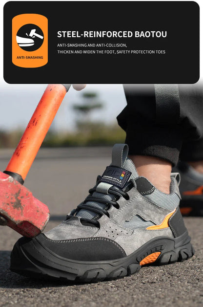 Men Safety Shoes Steel Toe Security Protection Work Boots Fashion Working Sneakers Anti-Smash Anti-puncture Indestructible Shoes