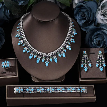 Cubic Zirconia Bridal Wedding Jewelry Set Bridal 4-piece Set Women's Jewelry Set Jewelry Brand Reproduction