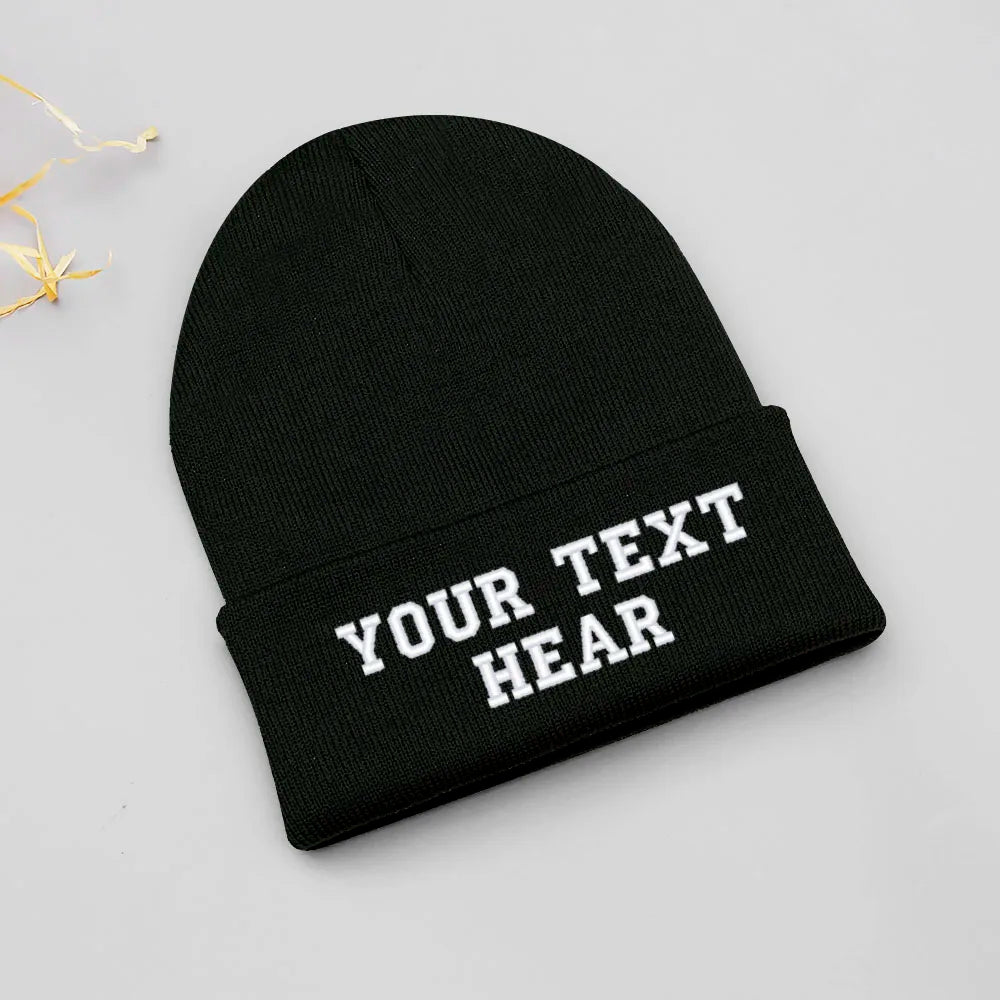 Personalized Custom Beanie Embroidery Text Name Design Logo Winter Hat for Men Women Knitted Cap