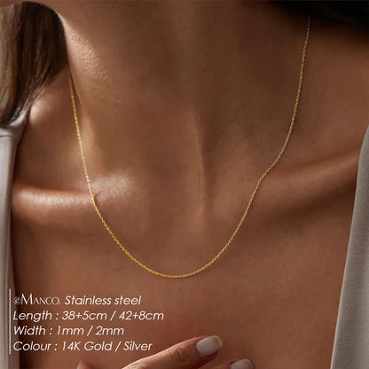 Fine Chain Necklace Stainless Steel Gold Color Pendants Short Long Statement Women  Colar Gift Stainless Steel Jewelry