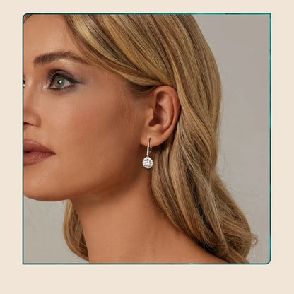 1.0CT Halo Moissanite Hoop Earrings Exquisite D Color Brilliant Round Cut Lab Created Diamond Drop Earrings for Women