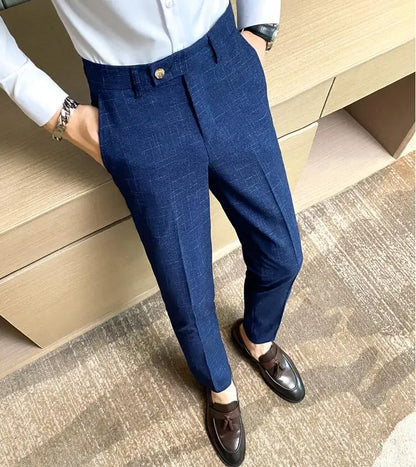 Premium Business Casual Fashionable Dark Plaid Men's Suit Pants Groom's Wedding Suit Party Trousers