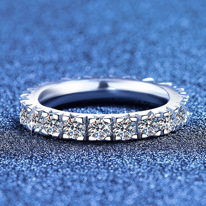 Full 3mm Moissanite Wedding Band Ring 925 Sterling Silver with Gold Plated Eternity Band Engagament Rings Wholesale