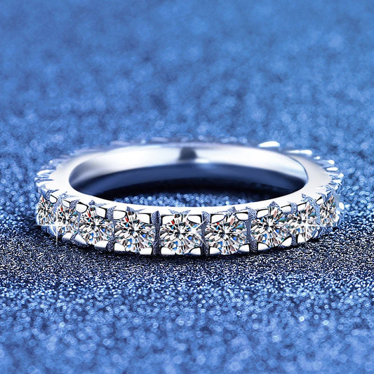 Full 3mm Moissanite Wedding Band Ring 925 Sterling Silver with Gold Plated Eternity Band Engagament Rings Wholesale