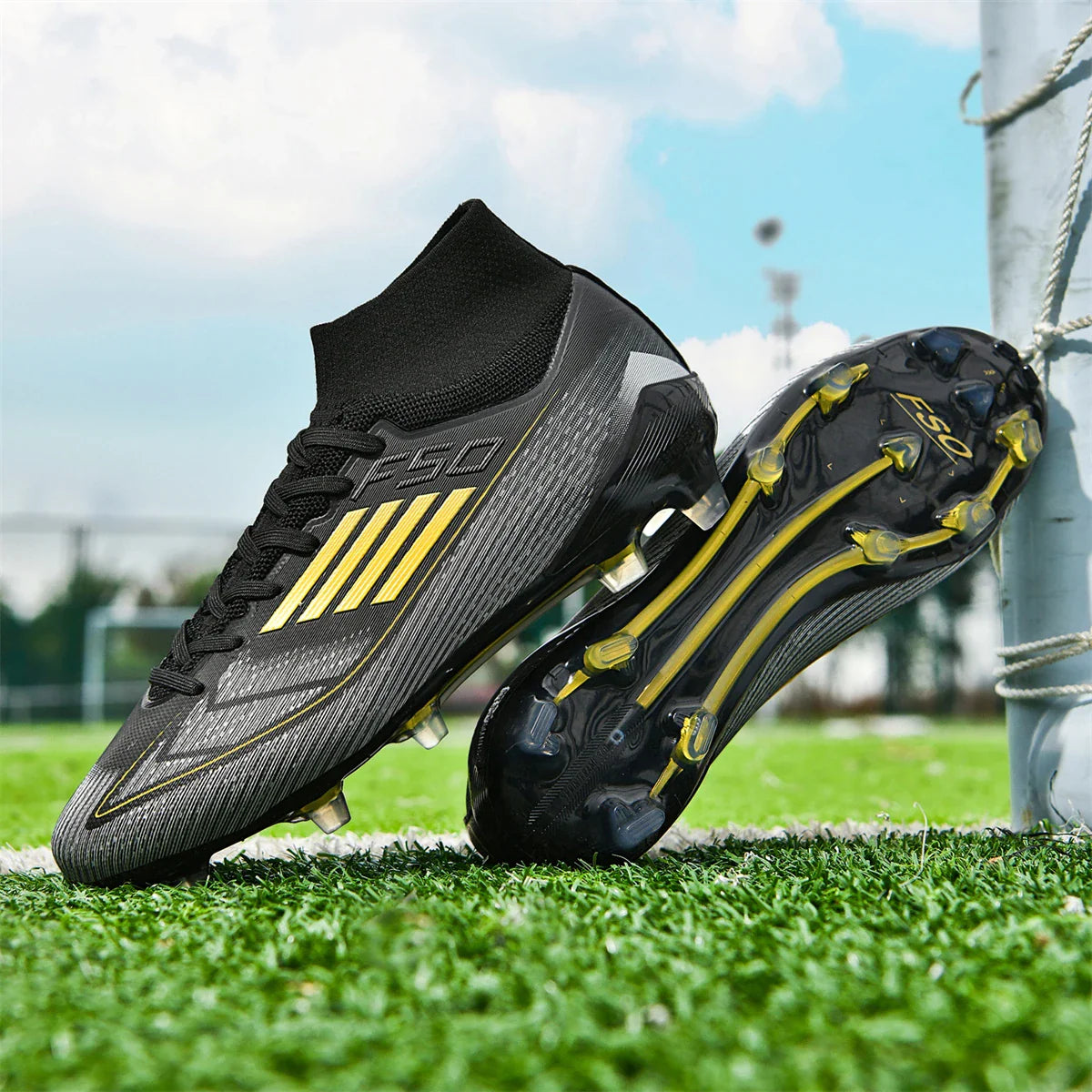 New Men Soccer Shoes Boys Breathable Sport Football Boots Outdoor Cleats Adult Long Spikes Training Non Slip Match Comfortable