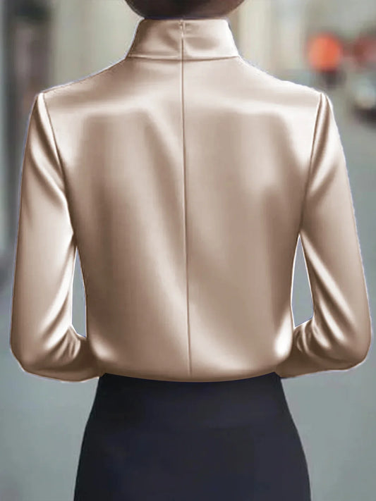 Women's Dressy Blouse Plain Elegant Daily Stylish High Neck Regular Tops
