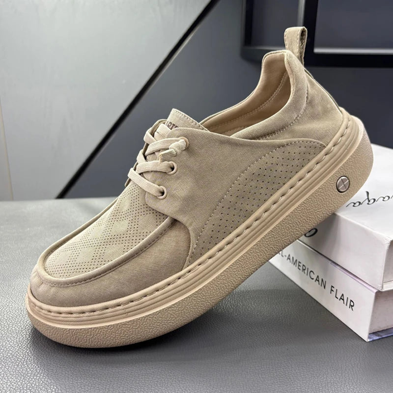 Lightweight Thick Bottom Casual Shoes Easy to Wear Slip on Lazy Person Cowhide Leather Shoes Breathable Rubber Sole