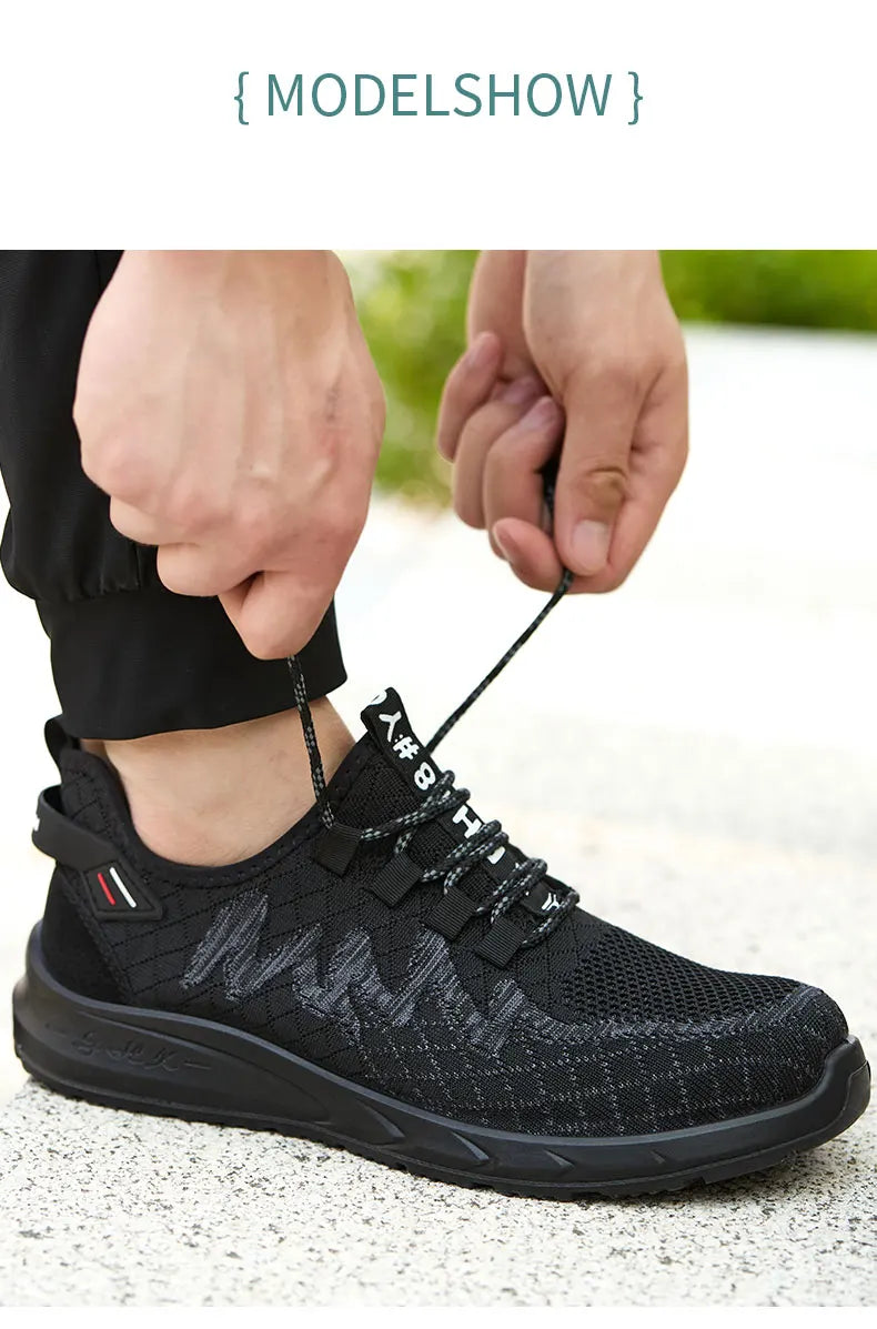 Lightweight Safety Shoes Men Steel Toe Sneakers Puncture Proof Breathable Work Safety Boots Man Comfy Construction Work Shoes
