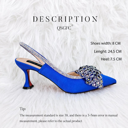 Butterfly-knot Princess Style! Nigerian Ladies Rhinestone-Encrusted Bag & Wear-Resistant and Comfortable Pointed-Toe High Heel