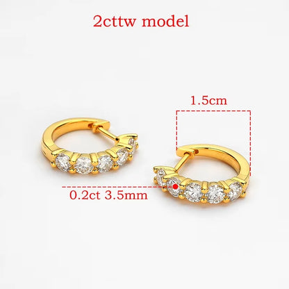 18k 3cttw Moissanite Hoop Earring for Women 4mm Stones D Color Sparkling Created Diamond Earring 100% 925 Sterling Silver