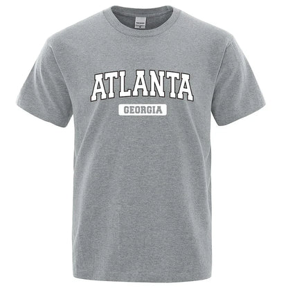 Atlanta Georgia Usa City Letter Tops Men Summer Oversize T-Shirts Cotton Loose T Shirts Fashion Breathable Male Short Sleeves