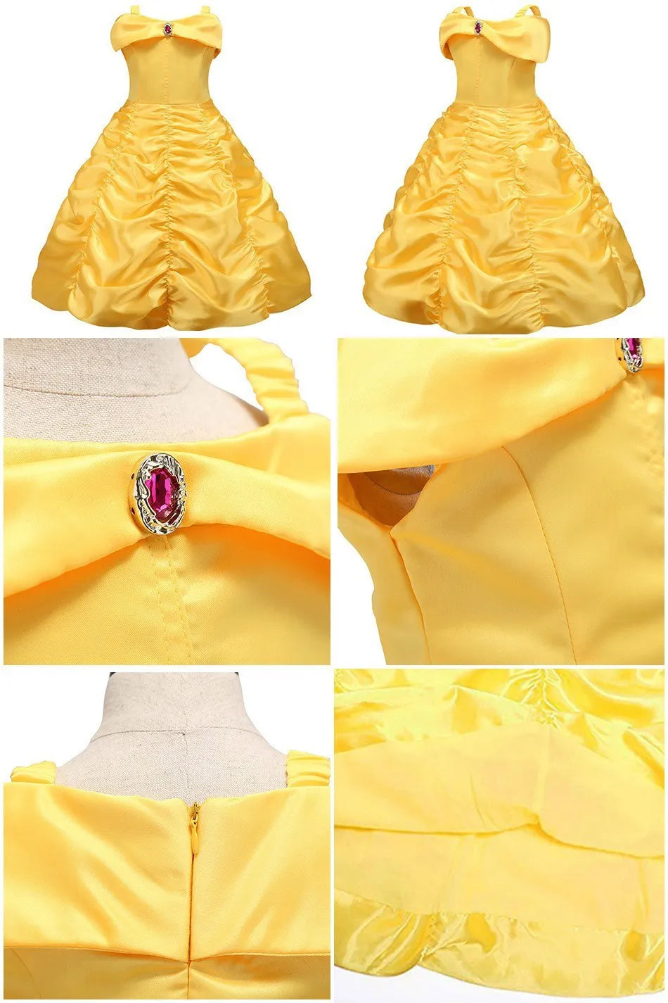 Fantasias de Aniversário para Meninas Vestido Infantil da Bela A Bela e a Fera Fantasia de Princesa Vestido de Bebê para o Natal e Halloween