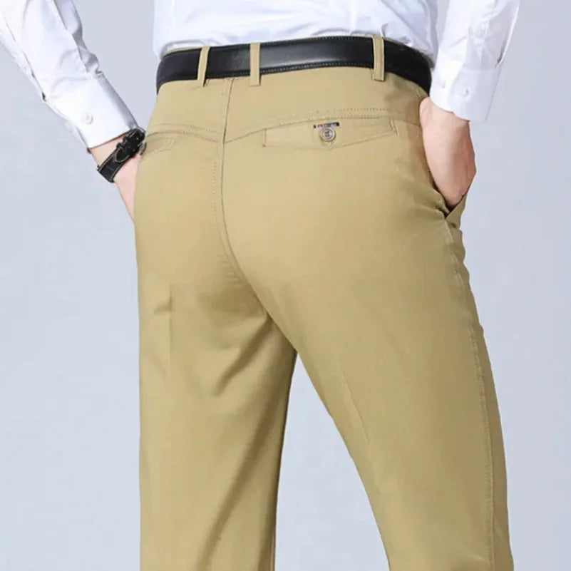 Men's 100% Cotton Autumn Thick Summer Thin Trousers Fashion Cargo Pants Smart Casual Solid Khaki Gray Brand Suit Pant GOZBKF