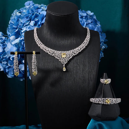 Women Necklace Sets Cubic Zirconia Bridal Jewelry DuBai Saudi Wedding Engagement Party Festival Jewel Accessory