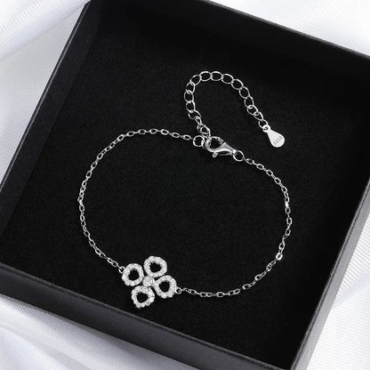 Adjustable Flower Moissanite Bracelets for Women Certified Sparkling 18k Plated Ear Jewelry 100% 925 Sterling Silver