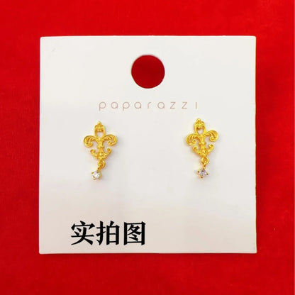 24K Real Gold Iris Earrings 9999 Ancient Fashionable and Versatile Women's Earrings Niche Design Earrings
