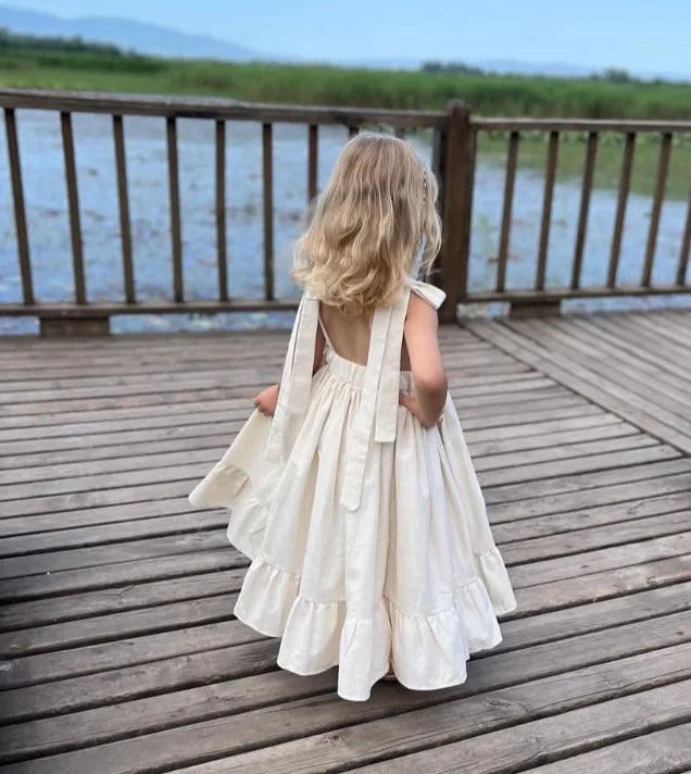 Long Slip Dress Princess Grils Children Spring Summer New Fashionable Comfortable Solid Simple All-matching Casual