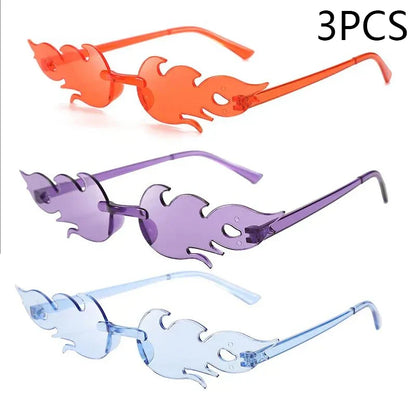 Flame Sunglasses Rimless Personality Colorful Ball Party Sunglasses Candy Hip-hop Fruit One-piece Glasses