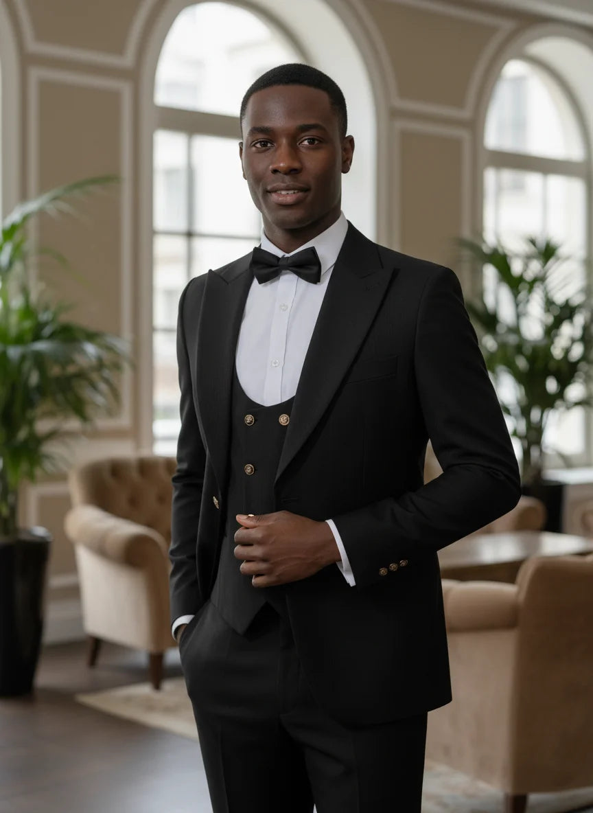 3-piece set black Groom Suit Elegant Wedding Tuxedo Formal Party Blazer for Men Stylish Slim Fit man suit