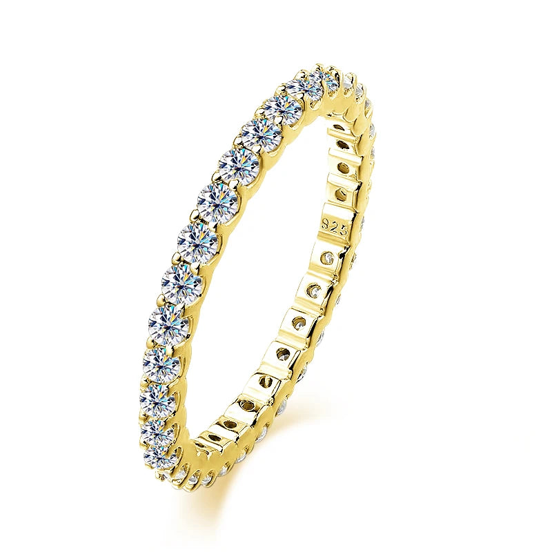 D VVS1 All Moissanite Rings for Women Man Engagement Wedding Eternity Band with GRA S925 Silver Plated 18k Gold Ring