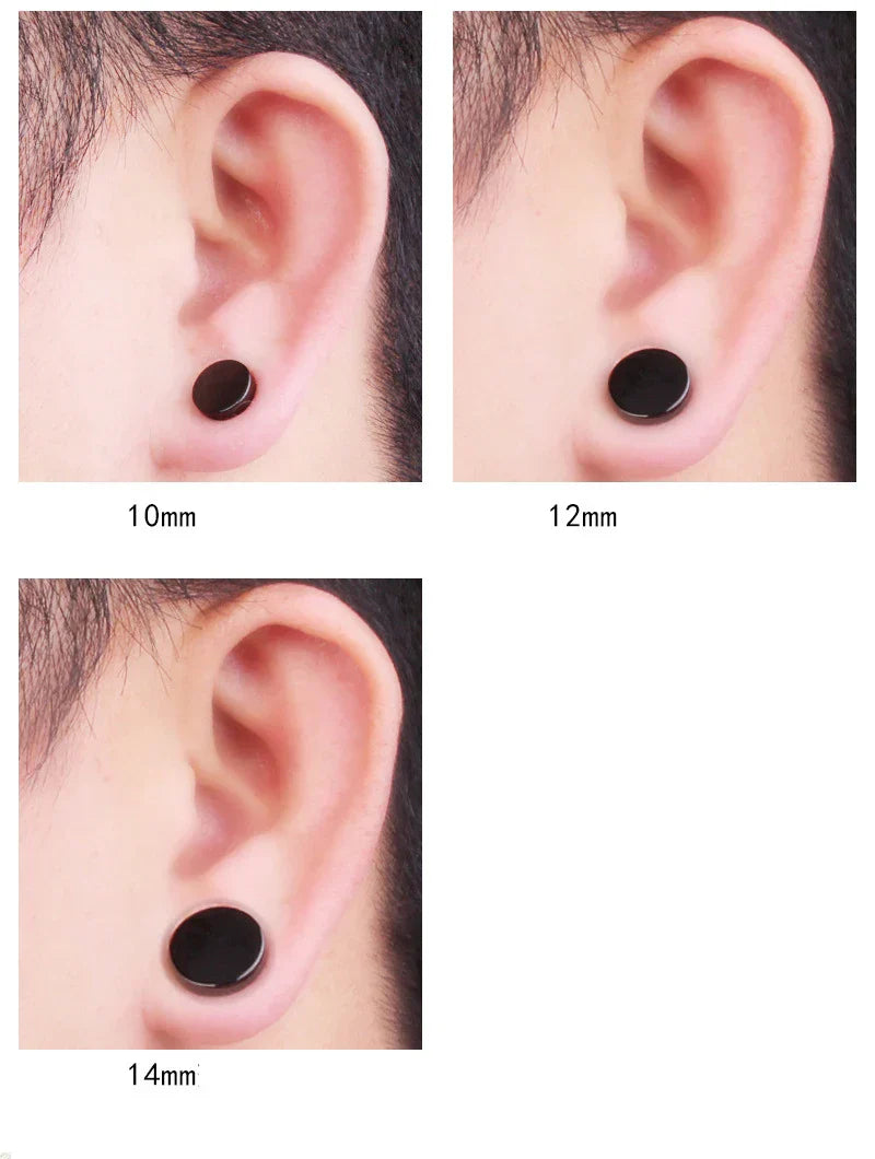One Pair Black Stainless Steel Round Stud Earrings For Women Dumbbell Piercing Earrings Men Punk Fashion Jewelry 2-14mm