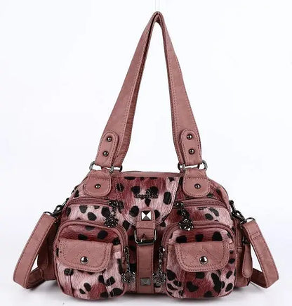 Women Small Handbags Satchel Top-handle Handbag PU Shoulder Bag 8”x11” Dumpling Pack Multi-pockets Shoulder Bag