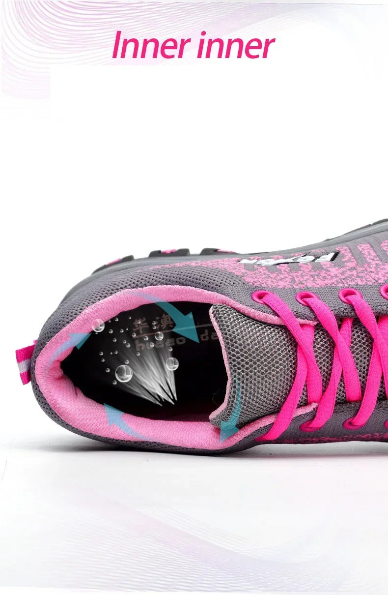 Safety Shoes for Women Indestructible  Steel Toe Sneakers Puncture Lightweight Boots Female Pink Small Size Safety Shoes