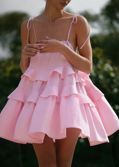 Loose White 100% Cotton Women's Dress Summer Strap Sleeveless Mini Dresses Classic Ruffle Female Beach Dress
