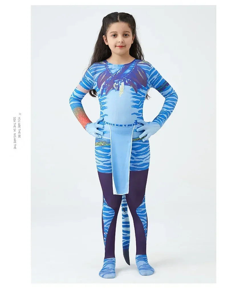 Avatar Costume for Kids Cosplay Alien Child Boy Girl Avatar The Way of Water Christmas Halloween Masquerade Party Dress Up