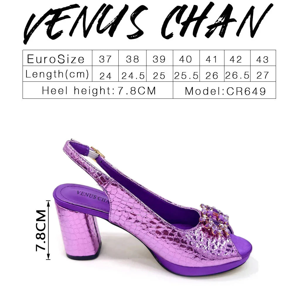 Italian Design Rhinestone-encrusted Ladies Party Shoes And Special Bag High Heels And Dual Purpose Bag Women's Shoes