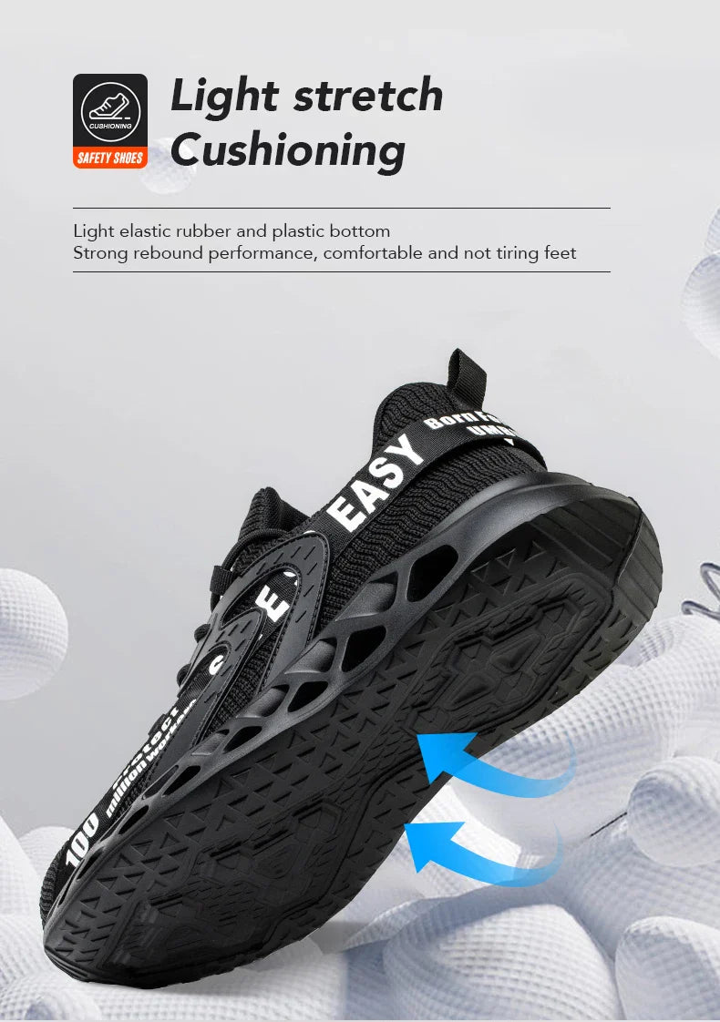 Work Safety Shoes For Men Lightweight Protective Work Sneakers Lightweight Men Shoes Breathable Shoes Anti-Puncture Work Shoe