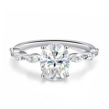 1CT 2CT Oval Cut Full Moissanite Wedding Ring for Women Bridal Promise Band 100% S925 Sterling Silver Plated 18k Gold