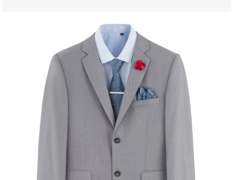 Plus Size Man Suit Set Solid Color Single Breasted Jacket Vest Pants For Host Groom Groomsmen Grey Black Navy 3-Piece Suit Set