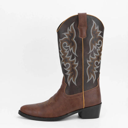Men's High-Top Vintage Embroidered Fashion Desert Western Cowboy Boots