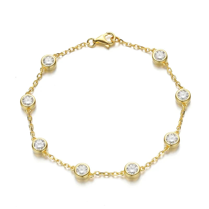 4mm 0.3CT Full Moissanite Tennis Bracelets For Women S925 Silver Plated 18K Gold Hand Chain Fine Jewelry with certificate