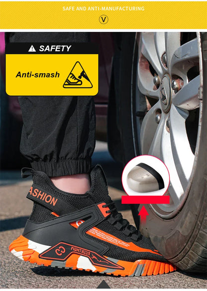 Fashion Safety Protection Footwear Steel Toe Safety Boots for Men Anti-Smash Puncture-Proof Work Shoes Indestructible Boots Male