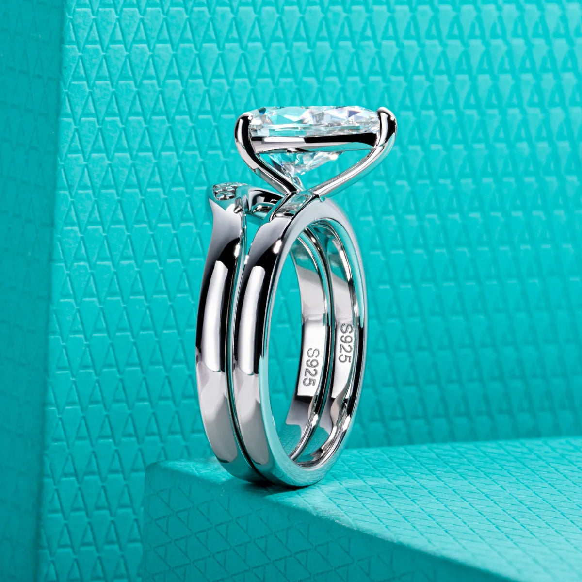 3ct Pear Cut D Color Moissanite Bridal Ring Set Silver Wedding Band Promise Rings Anniversary Jewelry Gifts for Women