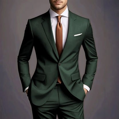 Elegant Men's Suits 2 Piece Set Fashion Korean Casual Slim Fit Social Groom Wedding Tuxedo