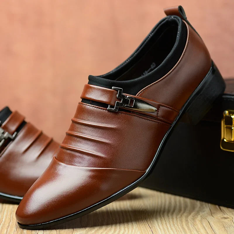 Classic White Men Dress Shoes 2024 Casual Business Leather Shoes for Men Point Toe Wedding Formal Shoes Men Size 46