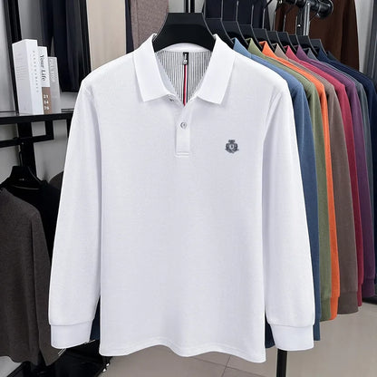 Spring and Autumn new men's long sleeved business casual fashionable comfortable POLO shirt exquisite brand embroidered golf top