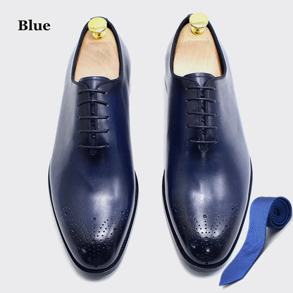Luxury Classic Mens Oxford Dress Shoes Whole Cut Genuine Leather Handmade Lace-up Formal Shoe for Men Wedding Business Office