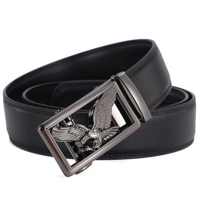 Automatic Buckle Men's Leather Belts Formal Eagle Horse Belt for Men Luxury Designer Brands Male Waist Strap Fashion Accessories
