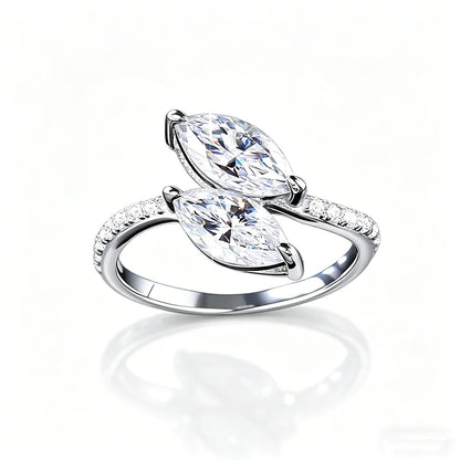Double Marquise Cut 1CT Moissanite Wedding Rings for Women Luxury Couple Jewelry S925 Sterling Silver Plated 18K Gold