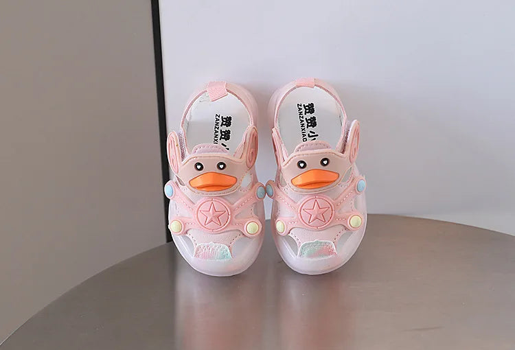 LED Light Baby Shoes 2023 Summer 0-3 Year Old Boys/girl Headband Anti Kick Sandals with Soft Soles Baby Toddler Soles Beach Shoe