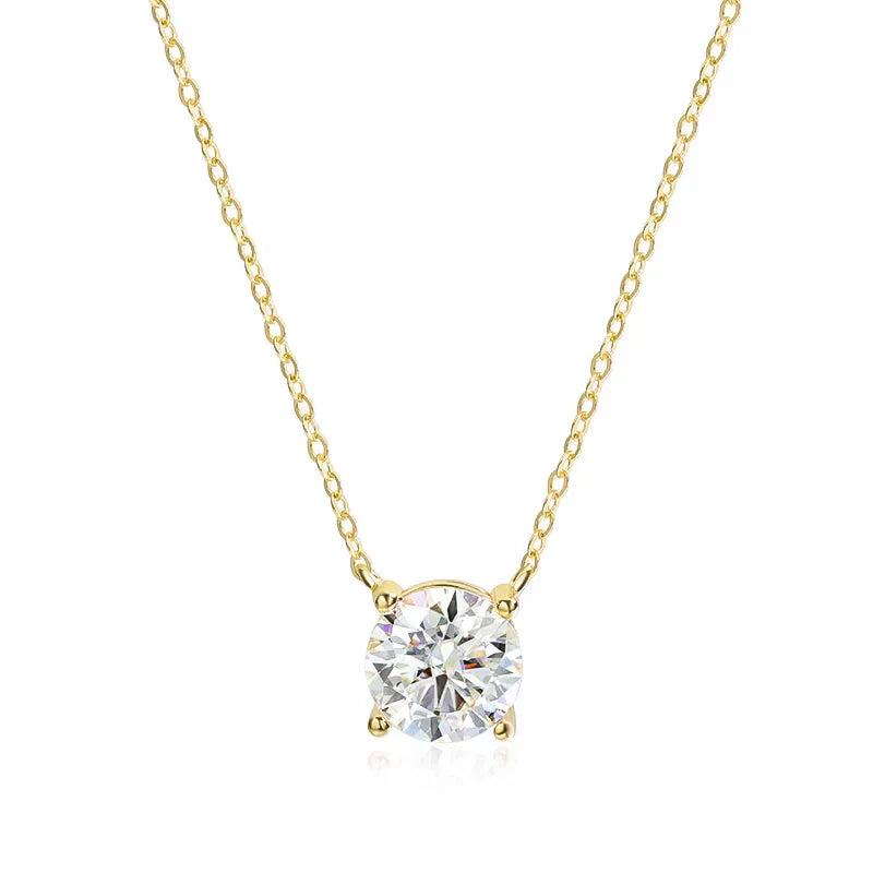 1-5CT Rose Gold Color Moissanite Necklace for Women D Color Sparkling Classic Lab Diamon Pendant Sterling Silver 925 100%