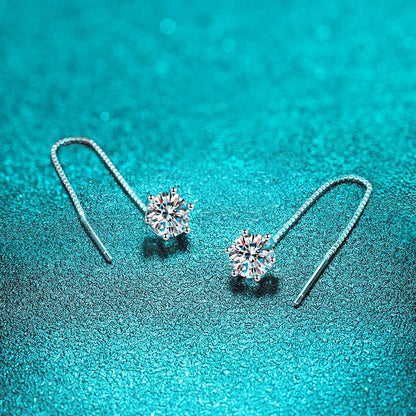 1/2CT White gold plated moissanite earring for women tassel classic D color drop earring lab diamond S925 sterling silver