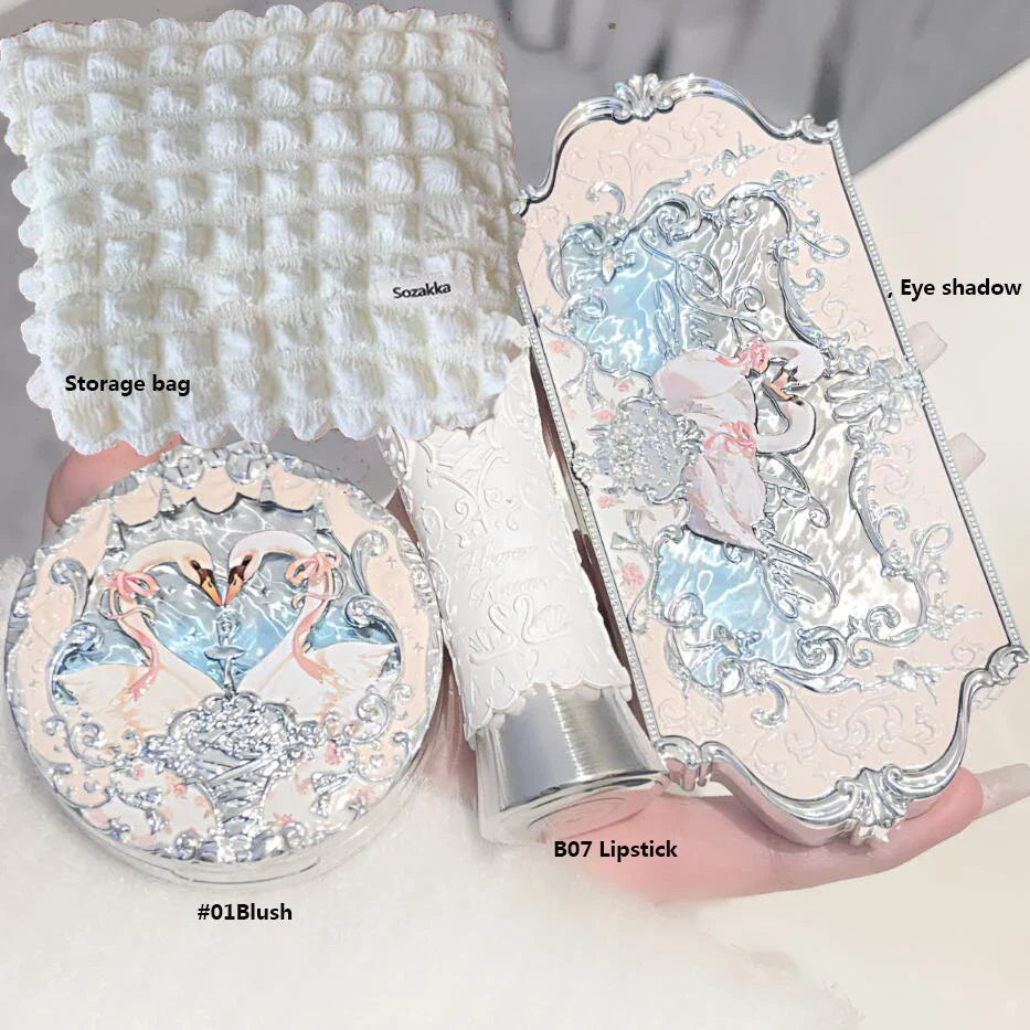 Makeup Set Box Full Swan Bear Garden Collection Embossed Blush Shine Lipstick Kit Foundation  All in Maquiagem Kit