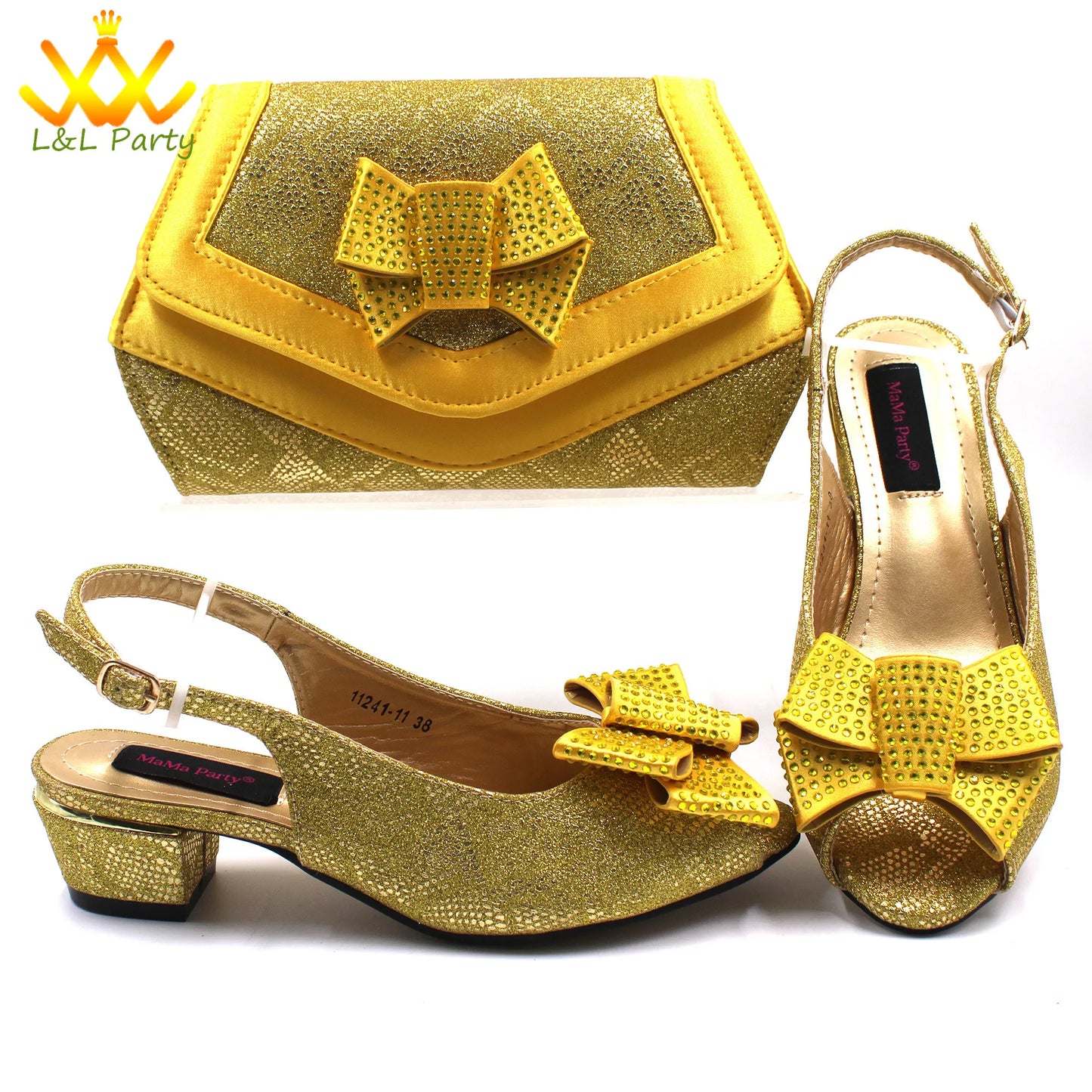 Italian Women Shoes Matching Bag Set in Sky Blue Color Comfortable Heels with Appliques for Wedding