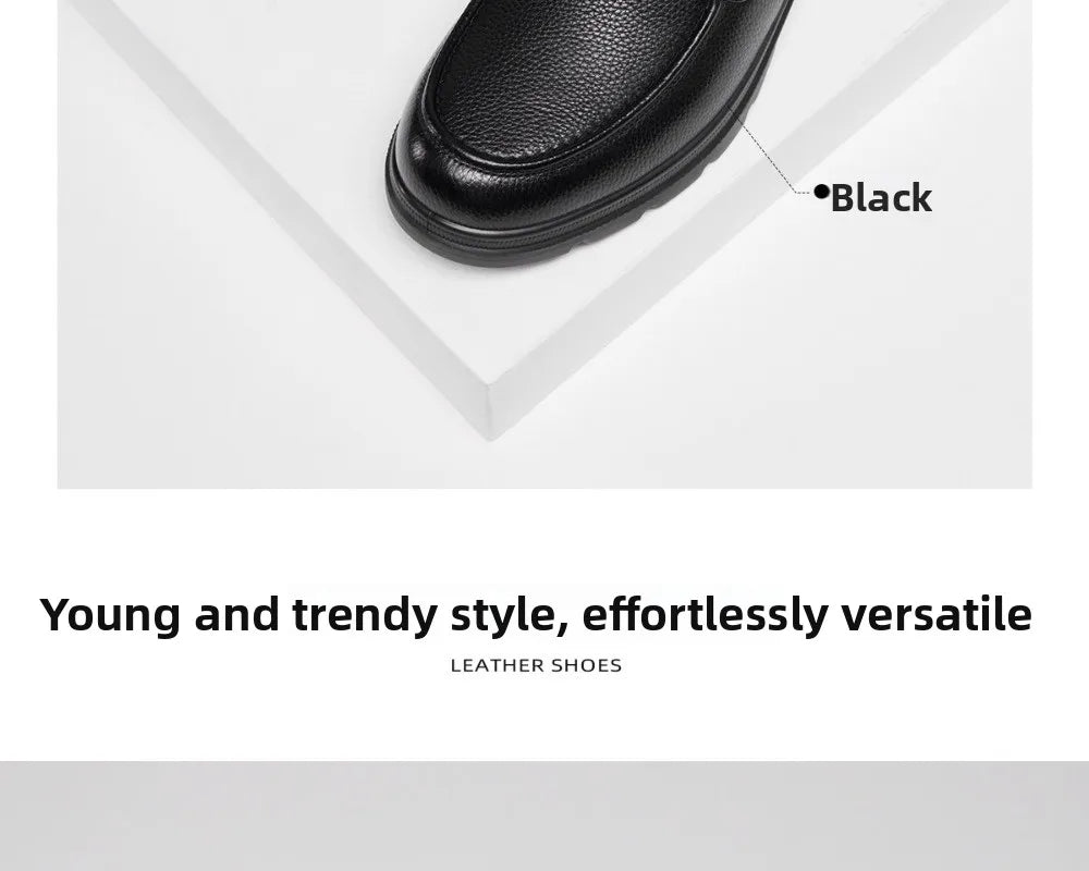 Golden Camel Men's Shoes 2026 New Business Casual Soft Sole Leather Shoes Brand Design Soft Soles Non-slip Velvet Warm Loafers