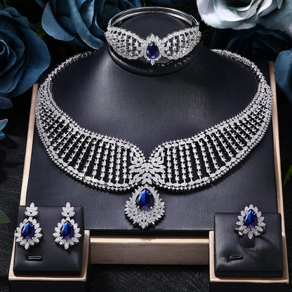 2023 New Dubai 4-Piece Jewelry Set Angel Design Bride Necklace Earring Set AAA Cubic Zirconia Women's Wedding Accessories